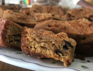 My famous Jamaican rum raisin bars. The make me happy when I can't get my regular snack foods. 